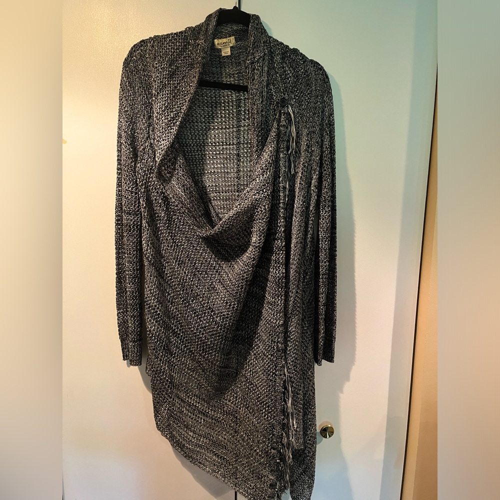 ONE WORLD Gray Cowl Neck Sweater with Elegant Drape